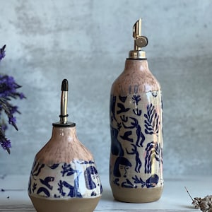 Large Ceramic oil cruet, olive oil bottle, Oil cruet, Matisse inspired dancing ladies
