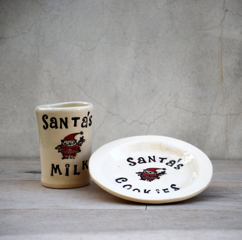 PRE OREDER Santa cookie plate and milk cup, Christmas gift, Christmas plate image 2