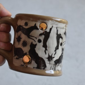 Large ceramic mug, 16 oz, coffee mug, handmade pottery, woodland mug, large tea cup image 4