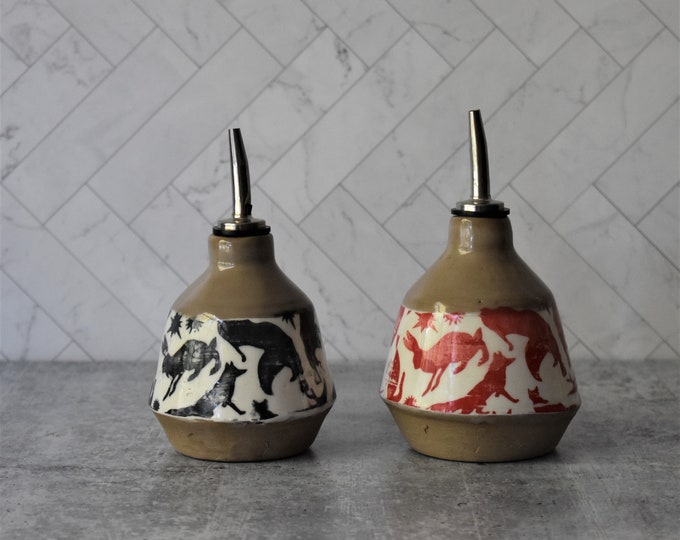Ceramic Oil Bottle, Ceramic Cruet Set, Rustic Kitchen, Olive Oil