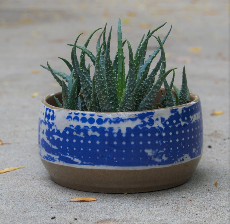 Blue ceramic planter Handmade pottery Ceramic flower pots Ceramic plant pots Indoor planter Housewarming gifts Ceramic planters
