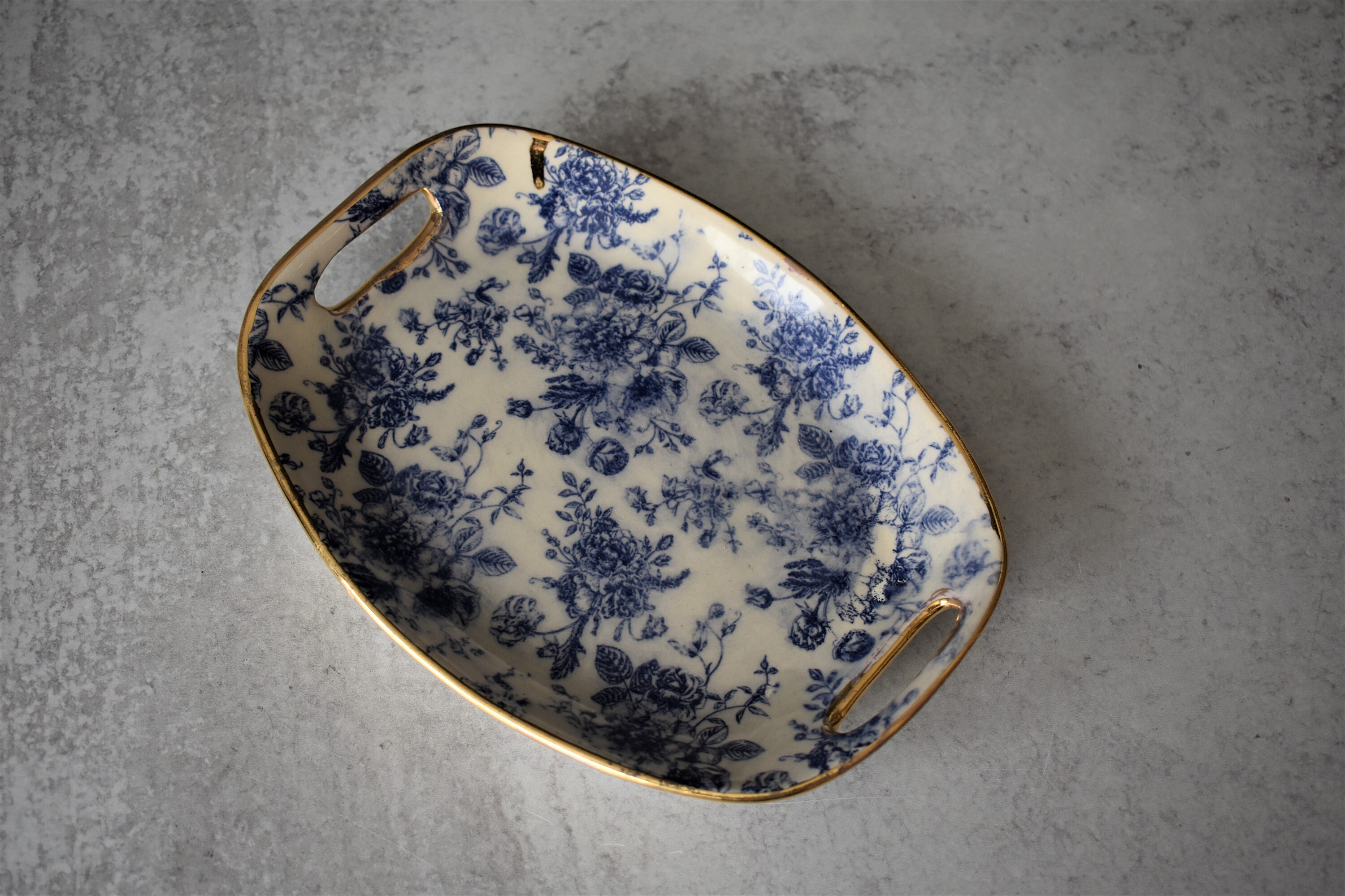 Decorative Serving Plate Floral and Gold Dish Housewarming Etsy