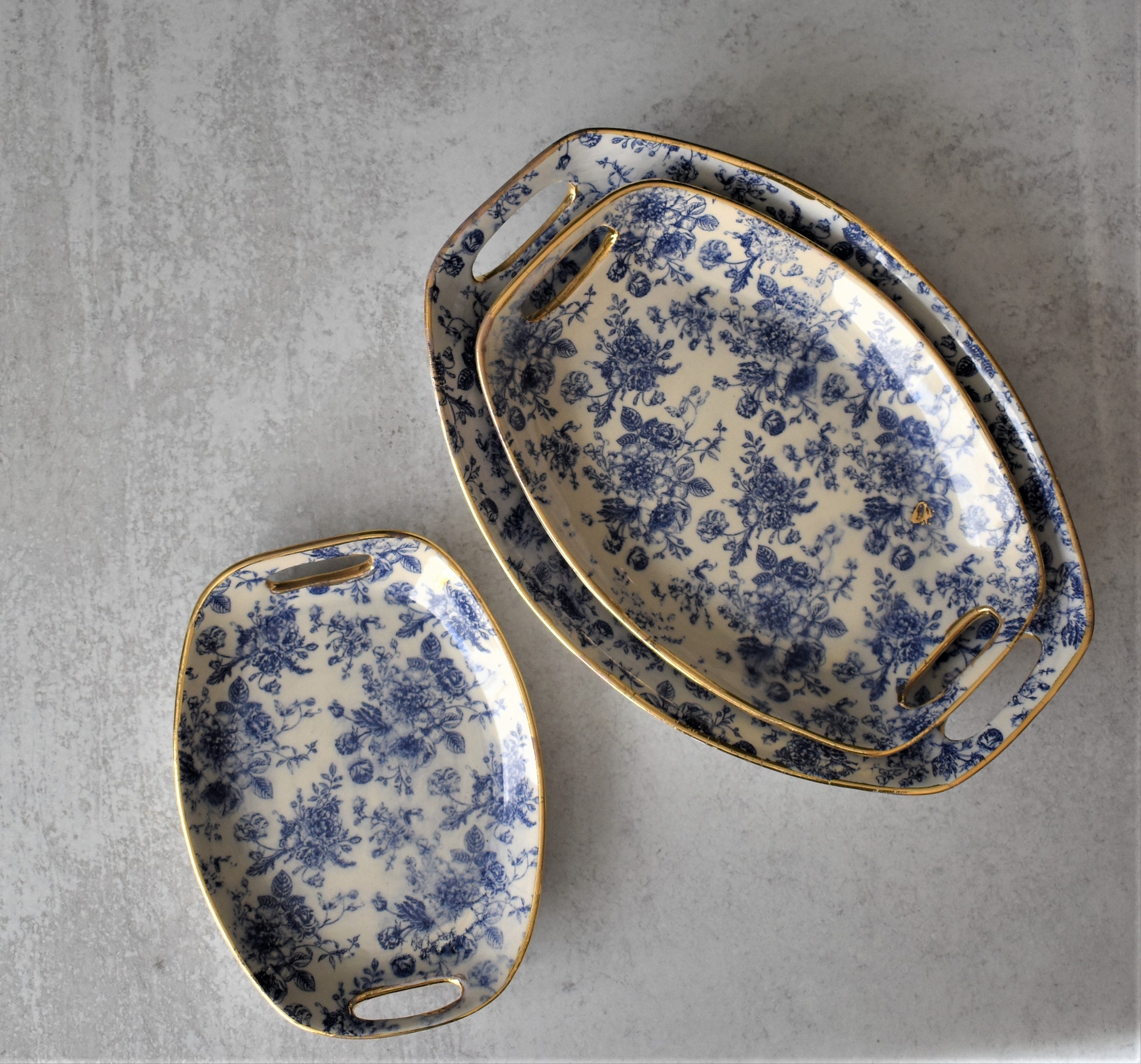 Decorative Serving Plate Floral and Gold Dish Housewarming Etsy