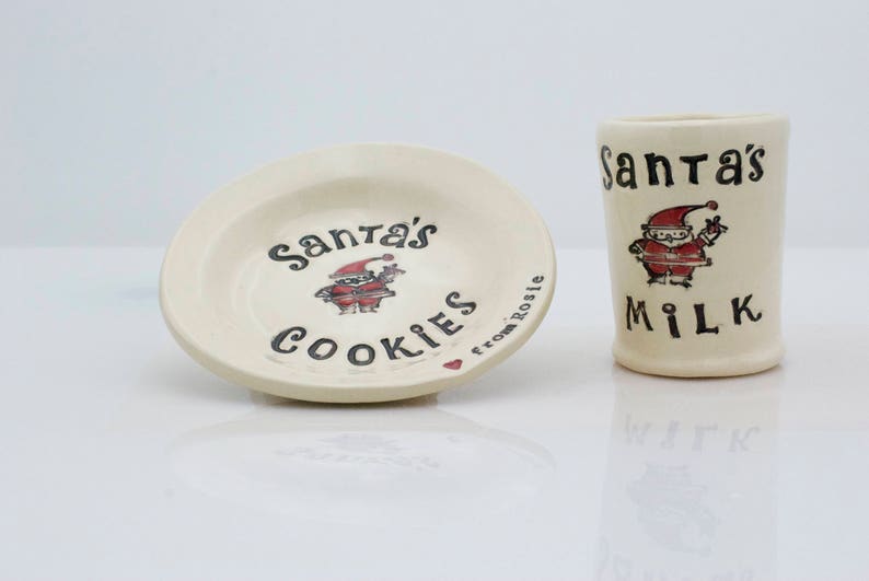 PRE OREDER Santa cookie plate and milk cup, Christmas gift, Christmas plate image 6