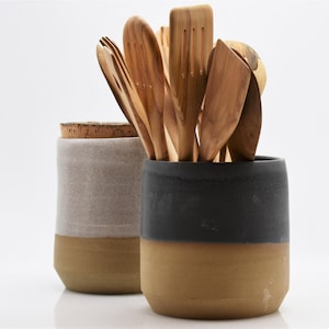 Utensil holder,  Housewarming gift, utensil crock, ceramic jar
