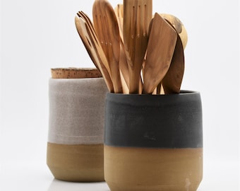 Soporte para utensilios, regalo de inauguración de la casa, vasija para utensilios, tarro de cerámica