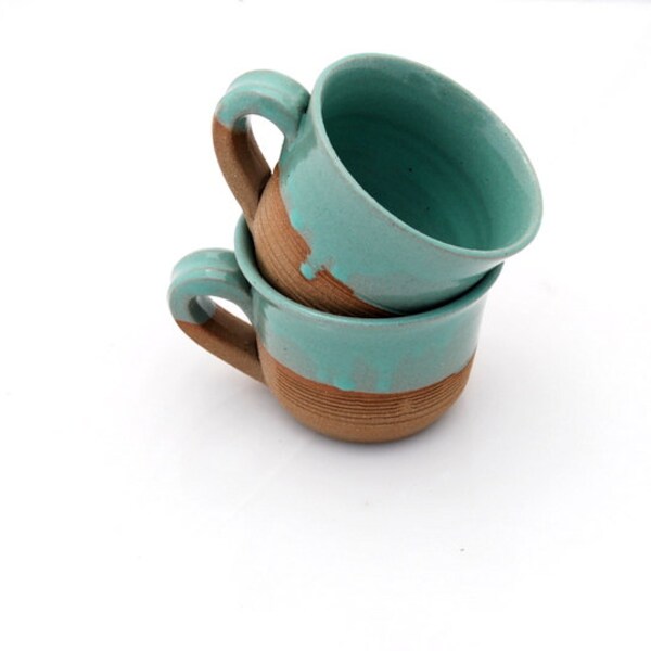 coffe mugs   hand made pottery in mint set of two