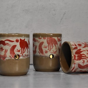 Ceramic Wine Tumblers, 10 fl. oz, Mugs without Handles, Hand Thrown Pottery