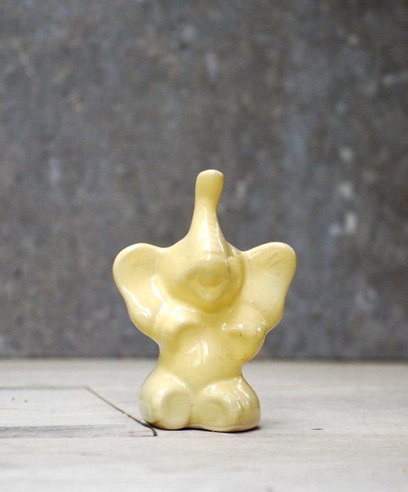 Ring holder, Elephant ring holder, Jewelry organizer, Handmade pottery Yellow