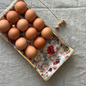 ceramic egg tray, egg crate, handmade pottery, housewarming gift, egg crate, deviled egg tray, MADE TO ORDER