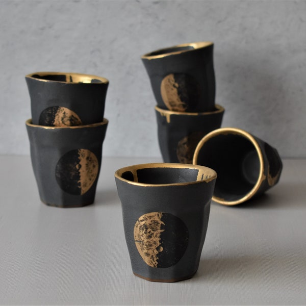 Tazza espresso in ceramica lunare, tazza da 4 once, tazza con fase lunare lunser, tazza Macchiato, regali per gli amanti del caffè, tazza espresso