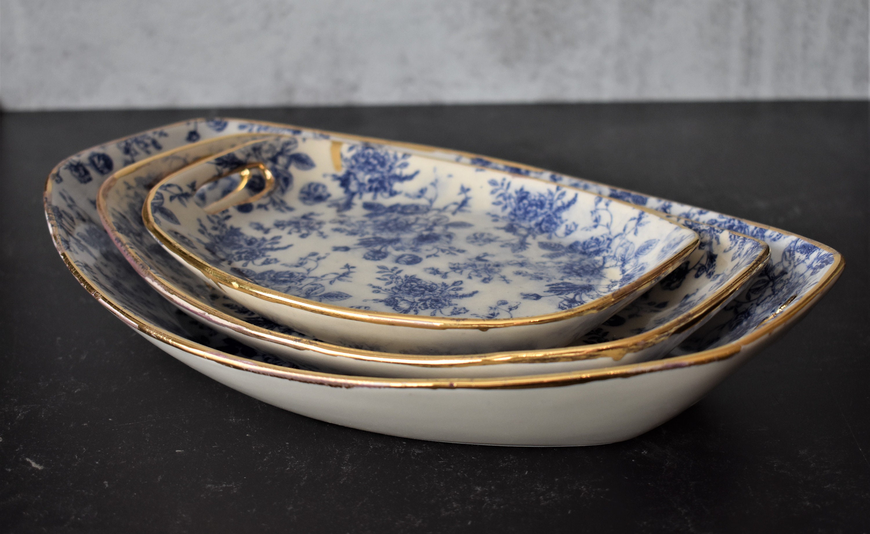 Decorative Serving Plate Floral and Gold Dish Housewarming Etsy