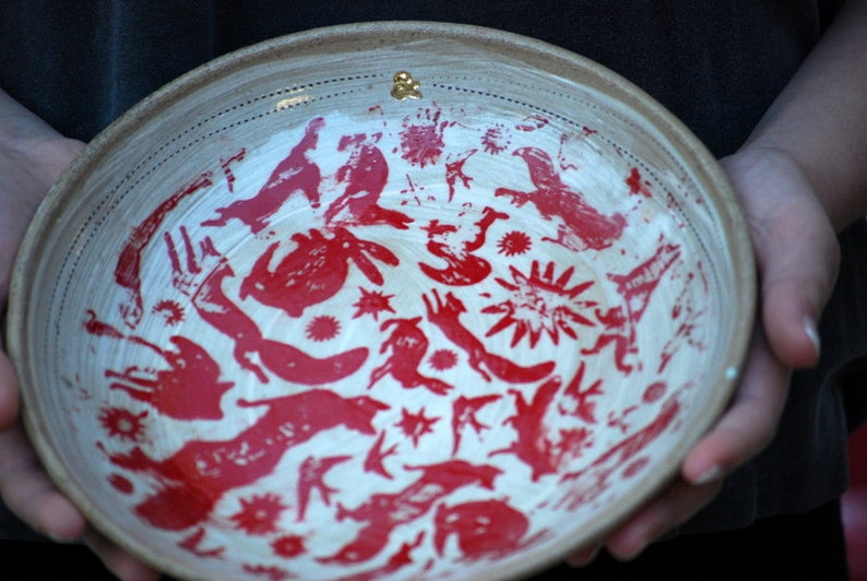 Pasta bowl, Ceramic dinner plates, red fox plates, housewarming gifts, handmade pottery image 3