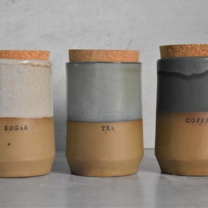 Handmade Rustic Ceramic Kitchen Canisters: Stoneware Lidded Jars