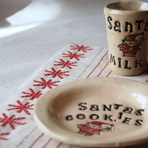 Santa cookie plate and milk cup, Christmas gift.