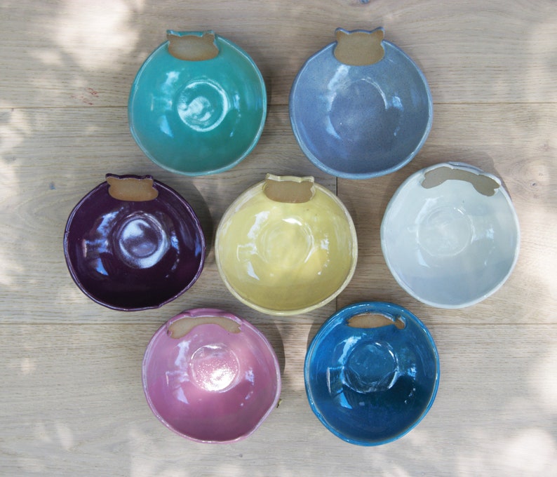 Custom cat bowl, Cat lover gift, Cat food bowl, Handmade pottery, Personalized Ceramic cat bowl image 3