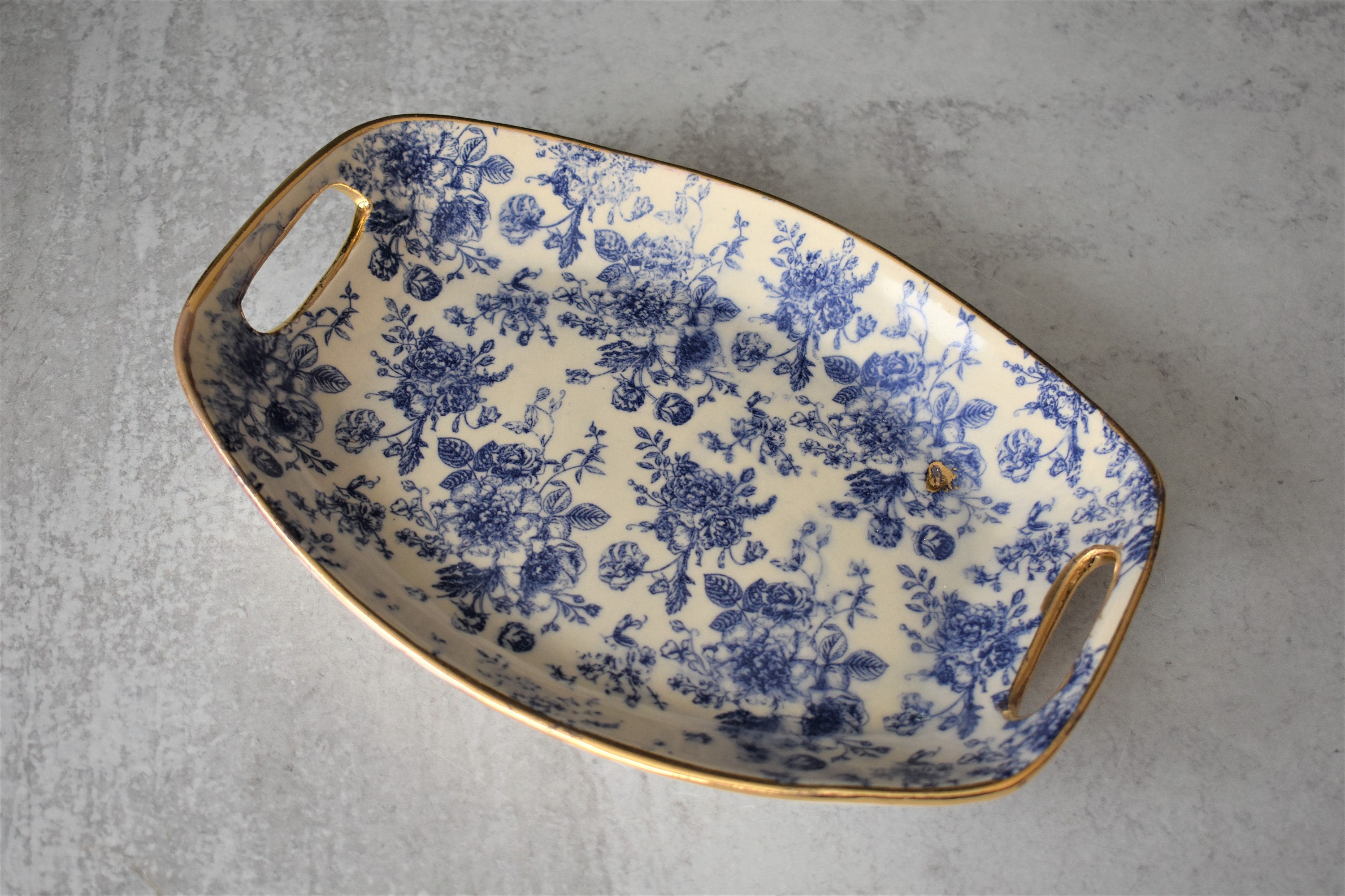 Decorative Serving Plate Floral and Gold Dish Housewarming Etsy