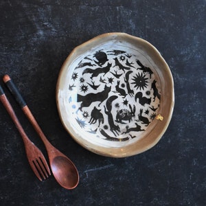 Ceramic plate, shallow bowl, Fox woodland plate, salad bowl, ceramic plate set