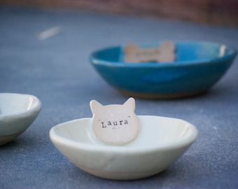 Gepersonaliseerde kattenvoer kom, kat eigenaar cadeau, keramische kat kom, huisdier kom