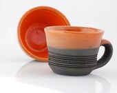handmade coffee mugs  in orange and black halloween entertaining