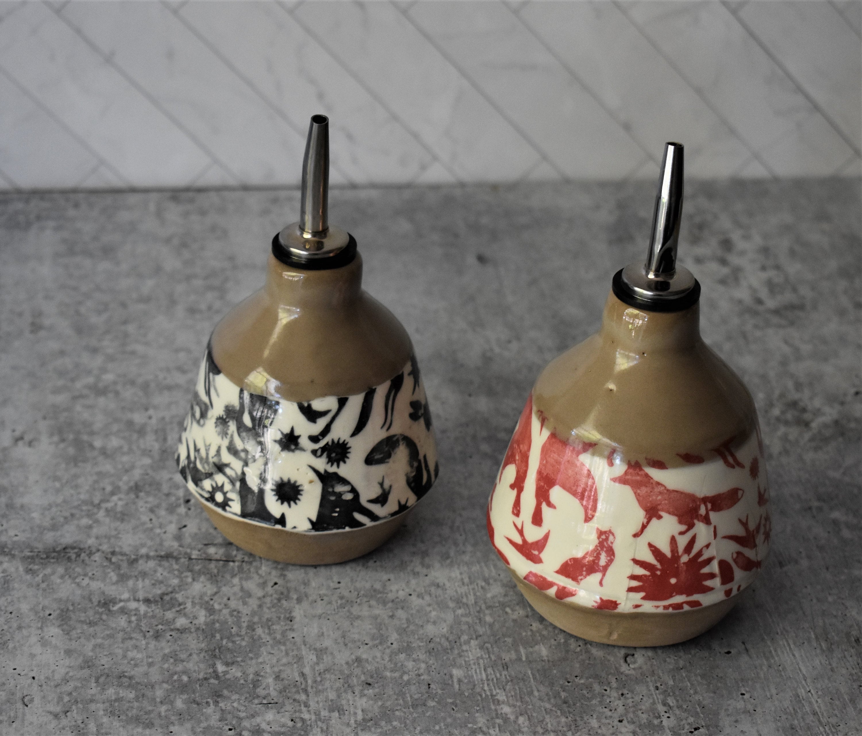 Ceramic Oil Bottle Ceramic Cruet Set Rustic Kitchen Olive Etsy