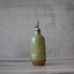 Large Ceramic oil bottle, Rustic farm house decor , olive oil bottle, Oil dispenser cruet, housewarming gift, wedding gift image 8