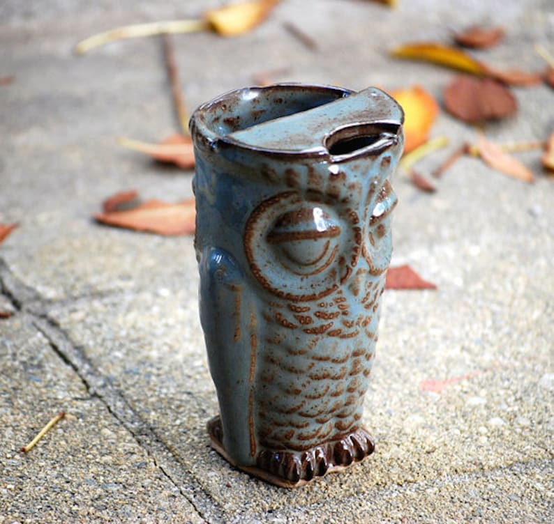 Ceramic travel mug Unique coffee mug Handmade Travel mug Eco friendly mug owl coffee mug coffee lover gift image 4