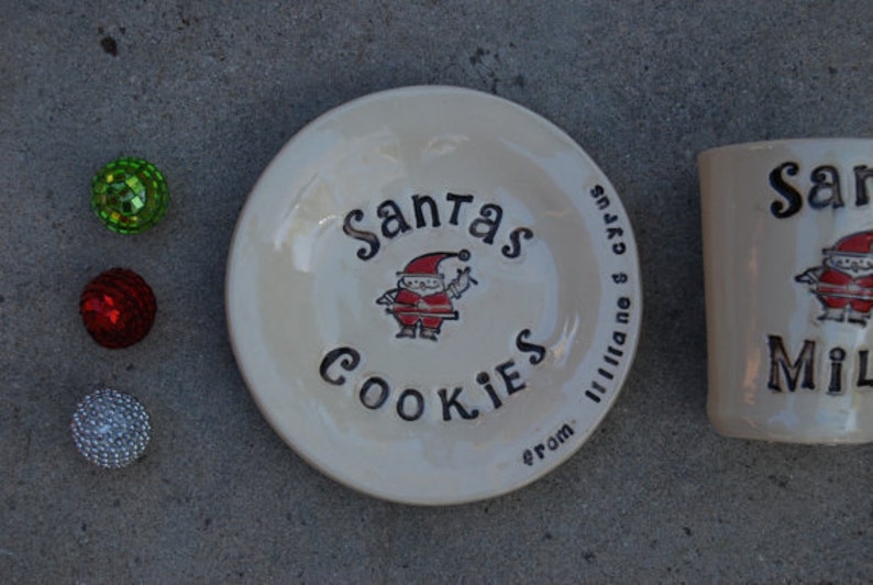 PRE OREDER Santa cookie plate and milk cup, Christmas gift, Christmas plate image 4