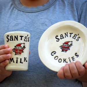 PRE OREDER Santa cookie plate and milk cup, Christmas gift, Christmas plate image 3