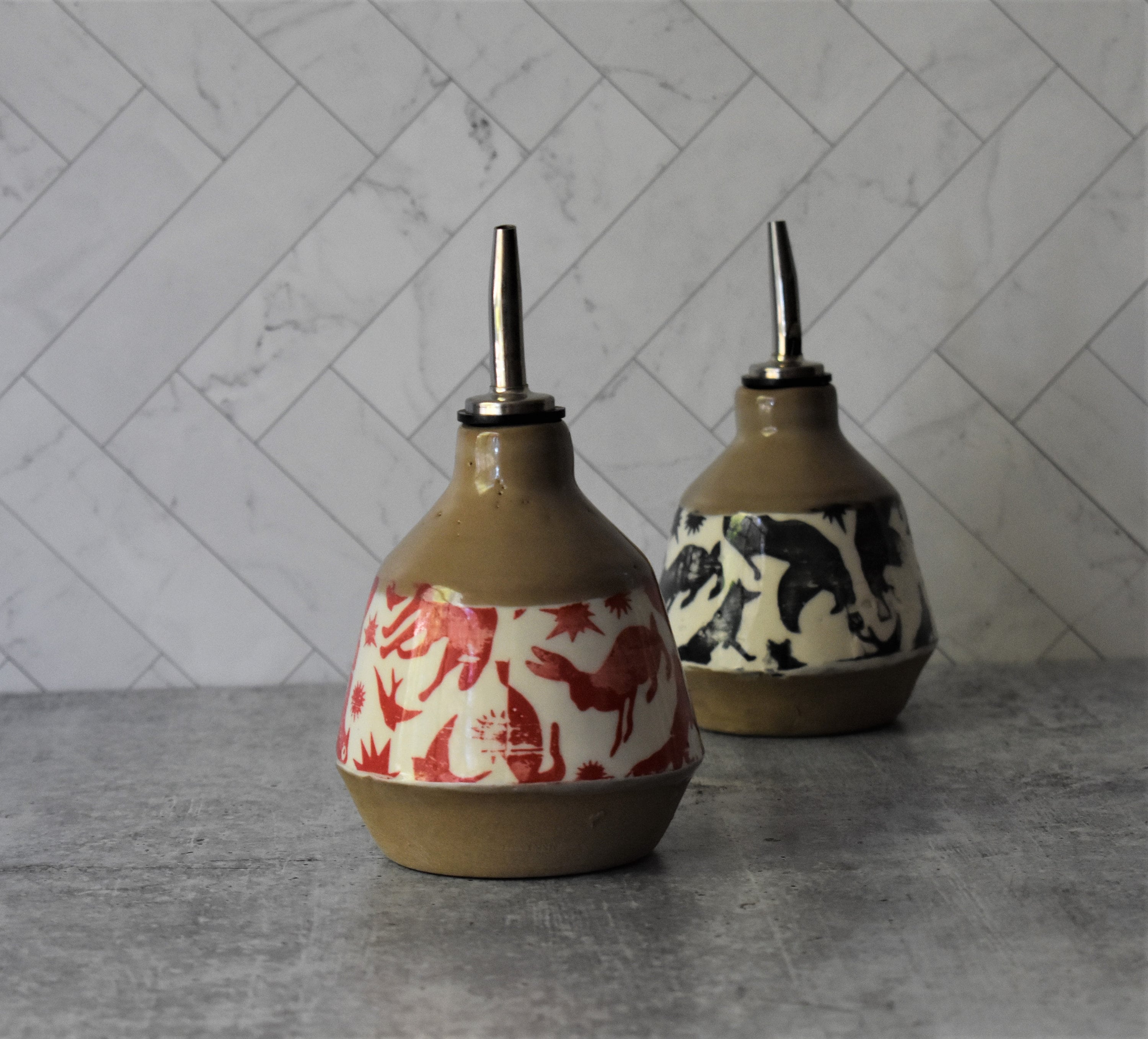 Ceramic Oil Bottle Ceramic Cruet Set Rustic Kitchen Olive Etsy