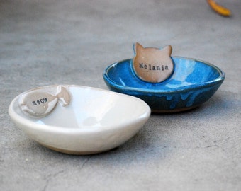 Custom cat bowl, Cat lover gift, Cat food bowl, Handmade pottery, Personalized Ceramic cat bowl