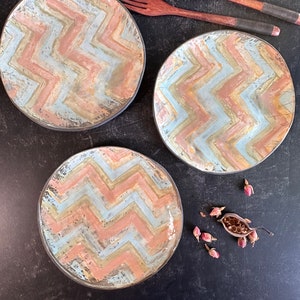 Set of three Unique ceramic plate,side plate,  housewarming gifts, handmade pottery , ready to ship