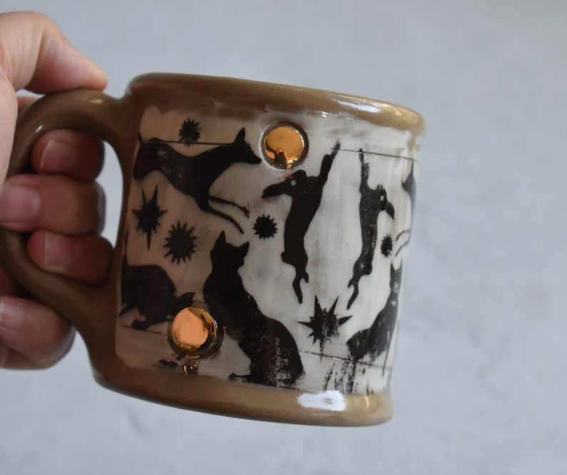Large ceramic mug, 16 oz, coffee mug, handmade pottery, woodland mug, large tea cup image 3