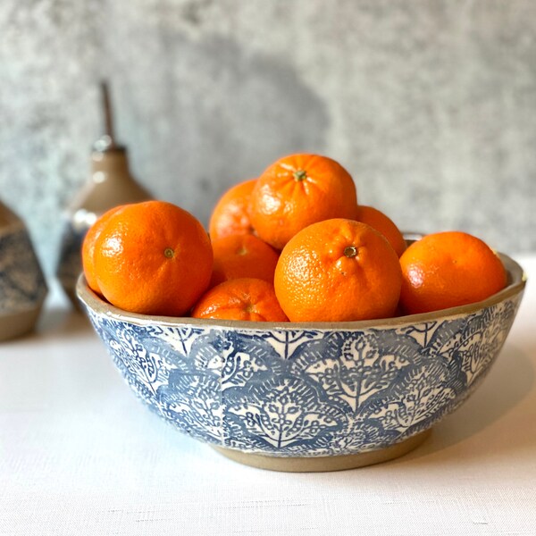 Roller Rabbit  X Etsy, Large Ceramic serving bowl, Pottery salad bowl