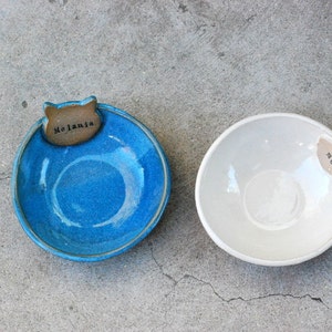 Custom cat bowl, Cat lover gift, Cat food bowl, Handmade pottery, Personalized Ceramic cat bowl image 6