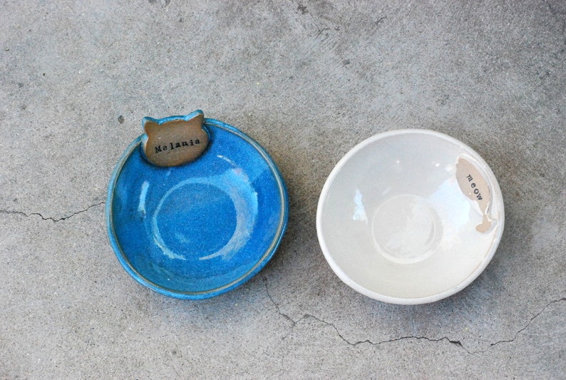 Custom cat bowl, Cat lover gift, Cat food bowl, Handmade pottery, Personalized Ceramic cat bowl image 6