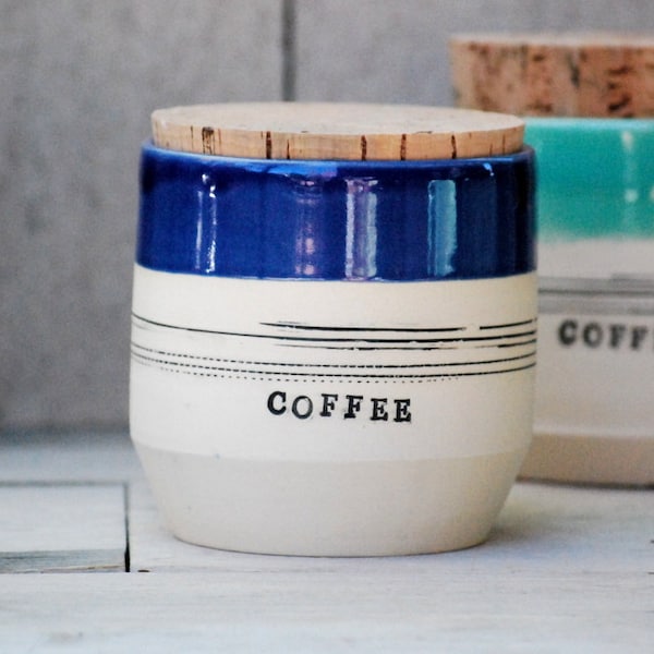 Ceramic coffee jar - stoneware coffee -  pottery lidded jar -  Kitchen canister -  storage containers