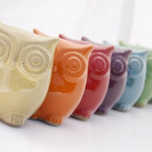 Owl Kitchen utensil holder, Choose your color, Handmade large utensil holder , made to order image 4