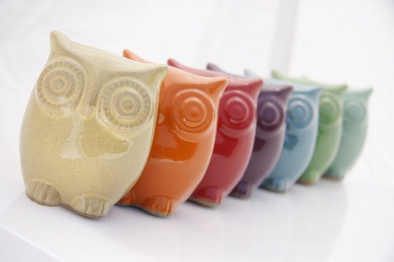 Owl Kitchen utensil holder, Choose your color, Handmade large utensil holder , made to order image 4