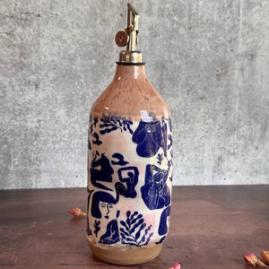 Large Ceramic oil bottle, olive oil bottle, Oil cruet, wedding gift, Matisse inspired dancing ladies large