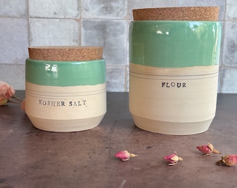 Kitchen storage,  Flour canister, Coffee canister, Ceramic jar, Handmade pottery container