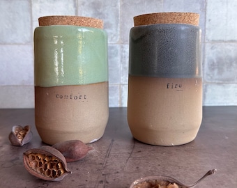 Rustic kitchen Canisters, ceramic canister set, lidded jar, stoneware canisters, Kitchen storage