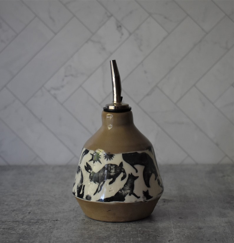 Ceramic Oil Bottle Ceramic Cruet Set Rustic Kitchen Olive Etsy