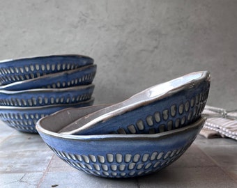 Set of two Unique ceramic bowls ,Pasta bowl, housewarming gifts, handmade pottery , ready to ship