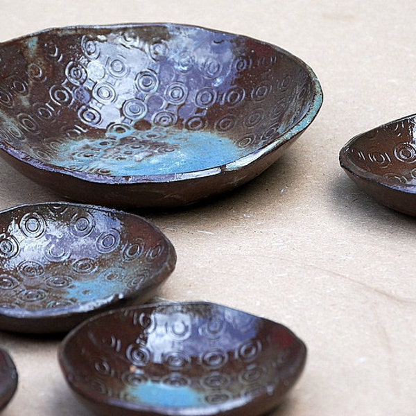 Decorative  Bowls set of five in brown and blue