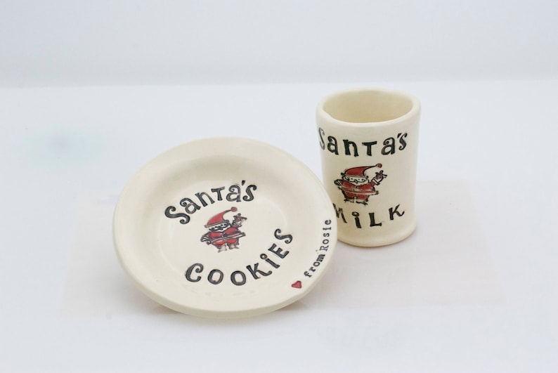 PRE OREDER Santa cookie plate and milk cup, Christmas gift, Christmas plate image 8