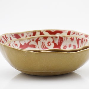 Keramische serveerschalen set, Housewarming cadeau, Red fox bowl, Jubileumgeschenken, Handgemaakt aardewerk, Huwelijksgeschenken, aardewerk kommen afbeelding 9