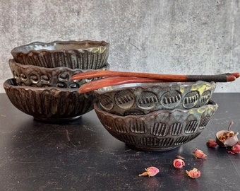 Ceramic noodle bowls, Housewarming gift, Ceramic bowls set, Handmade gifts, Ceramic pottery, Soup bowls, Anniversary gifts, Wedding gifts