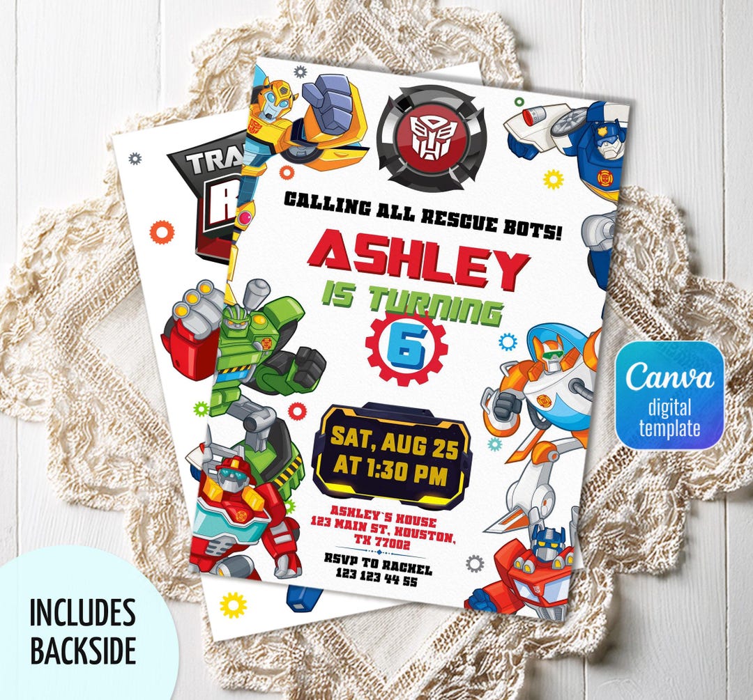 Printable Birthday Invitation, Autobots Boy Birthday Invite, Editable ...