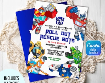 Transformers Party Invitations - Pack Of 8, 4x6 Inch Birthday Party Cards With RSVP